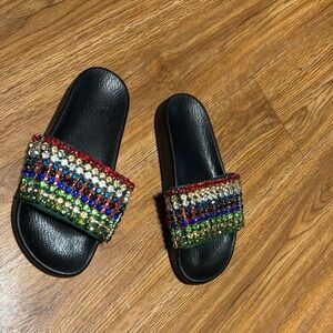Colorful Beaded Women's Slide Sandals